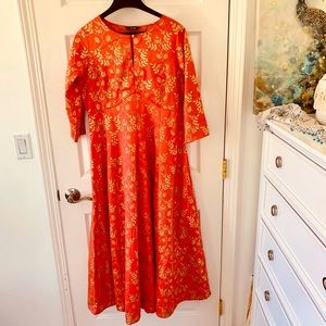Coral Maxi gown with gold foil embellishment